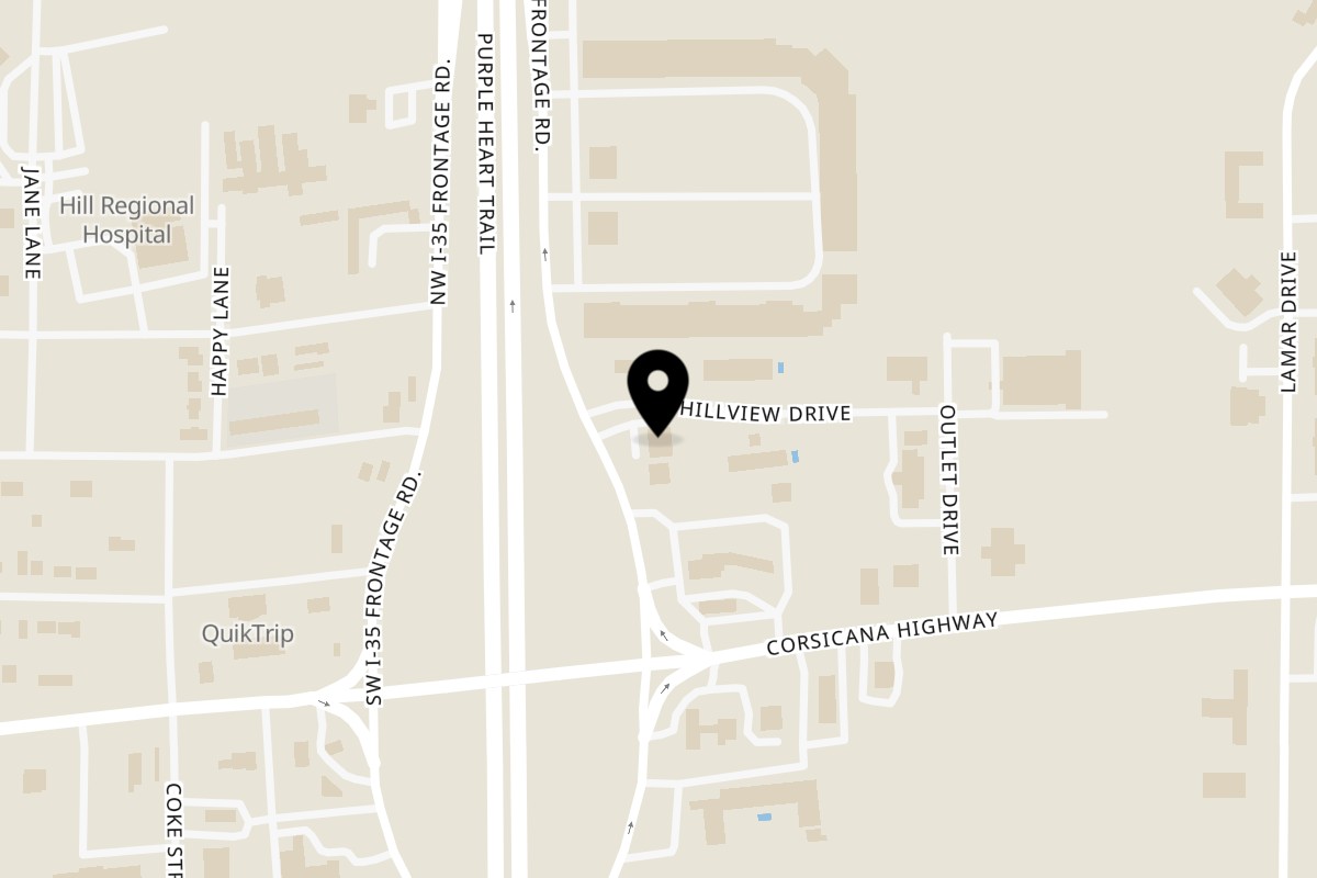 Map showing the location of Taqueria Taxco Hillsboro on 203 I 35 N Frontage Rd in Hillsboro