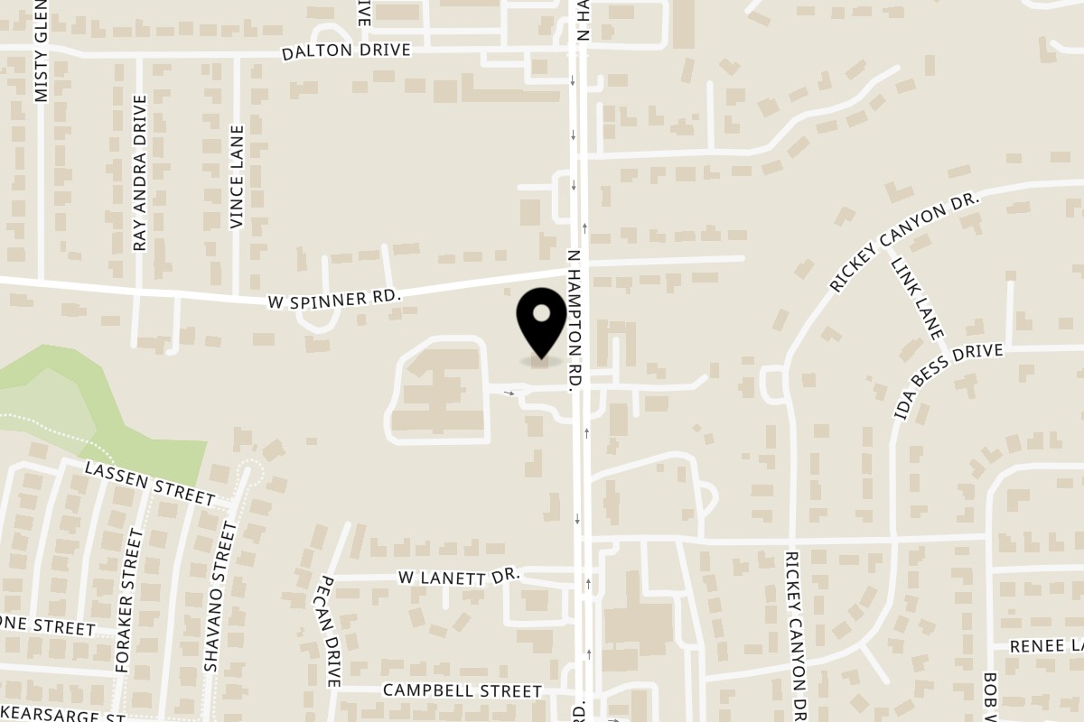 Map showing the location of Taqueria Taxco Hampton on 517 N Hampton Rd in DeSoto