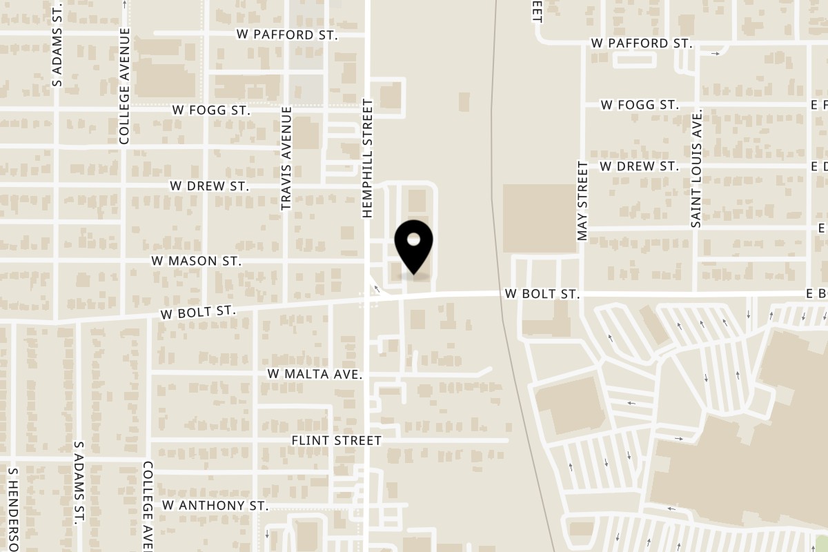 Map showing the location of Taqueria Taxco Hemphill on 4053 Hemphill St in Fort Worth