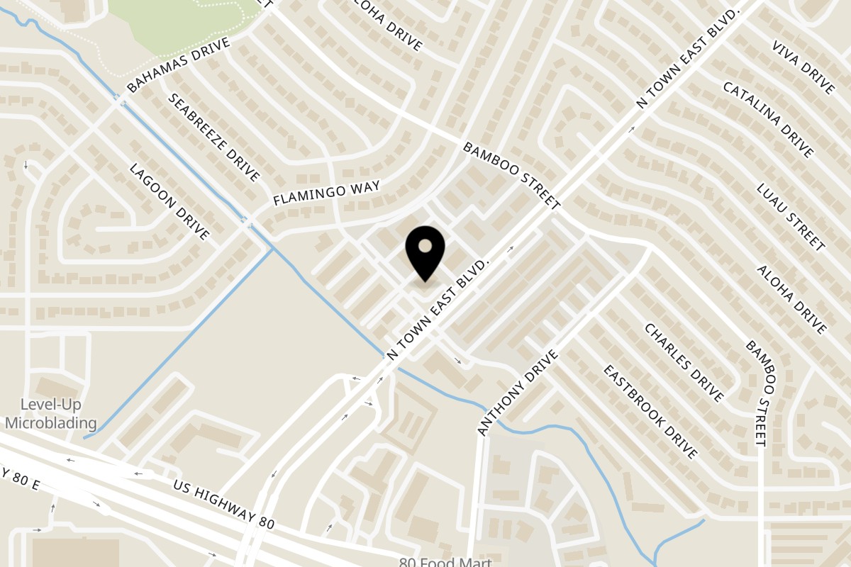 Map showing the location of Taqueria Taxco Town East on 3733 N Town E Blvd #101 in Mesquite