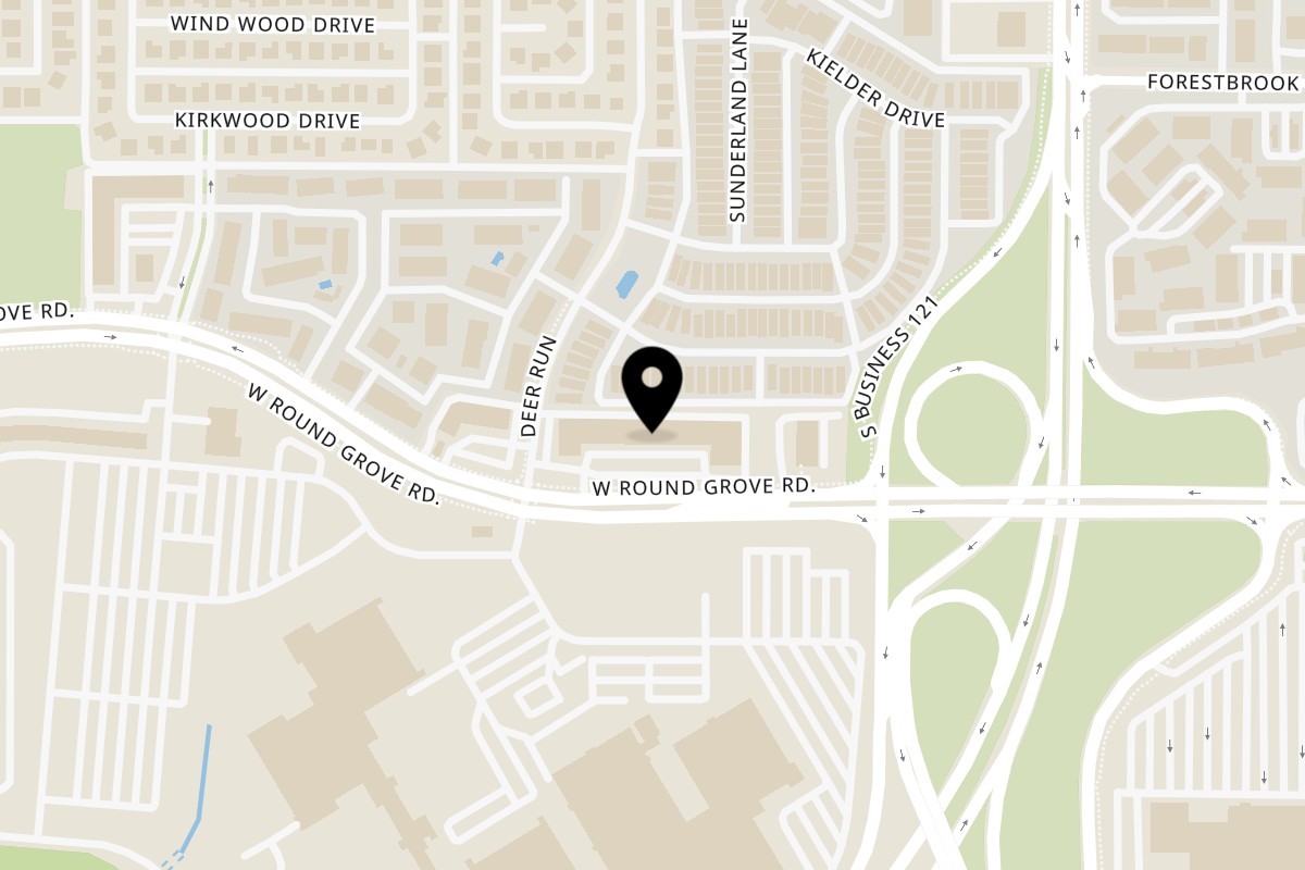 Map showing the location of Taqueria Taxco Lewisville on 297 W Round Grove Rd in Lewisville
